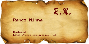 Rancz Minna névjegykártya